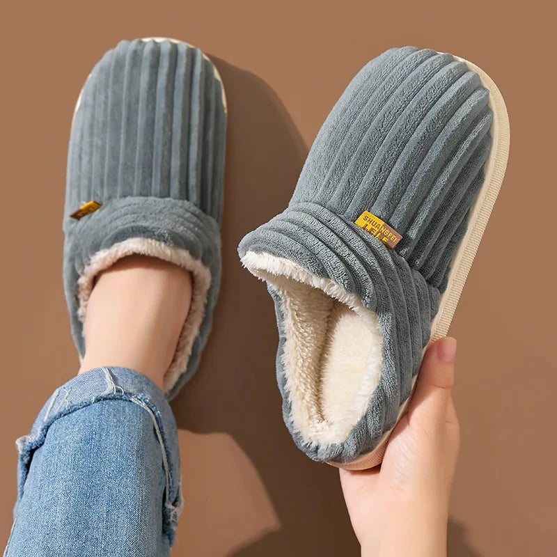 Cozy Plush Slippers Warm Fleece Lined Indoor House Shoes Soft Comfortable Winter Slippers for Men Women