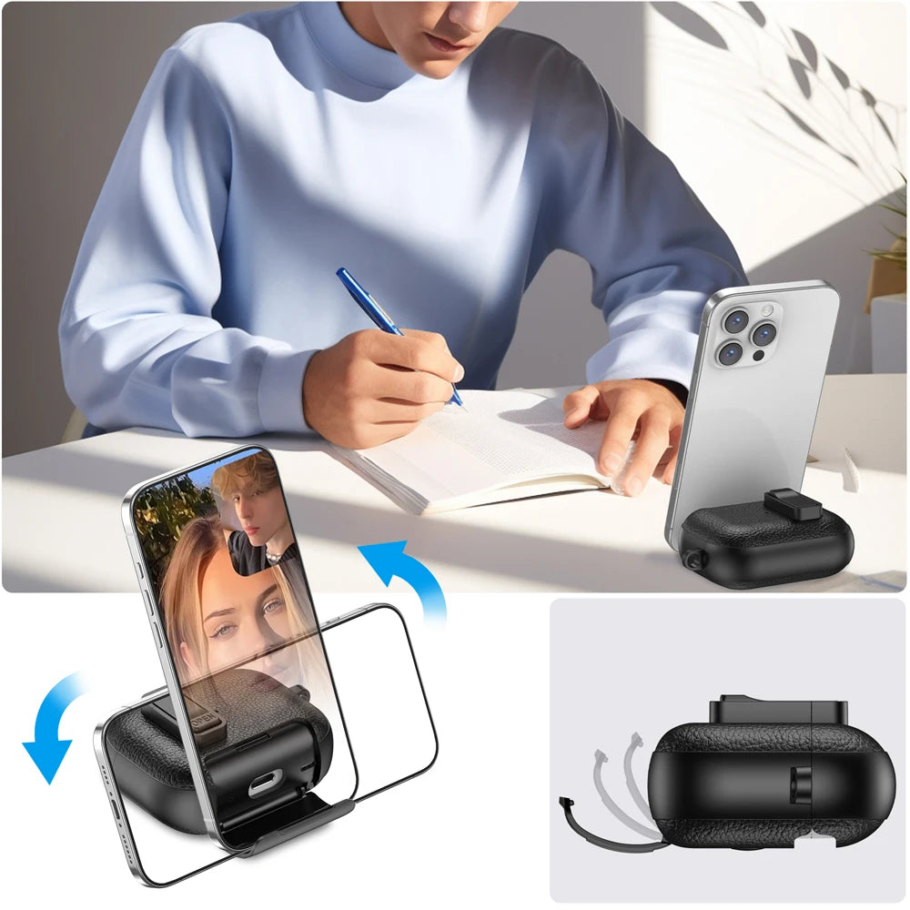 AirPods Pro 3 Case with Lock & Stand Leather Texture Shockproof Protective Cover Keychain Sleeve