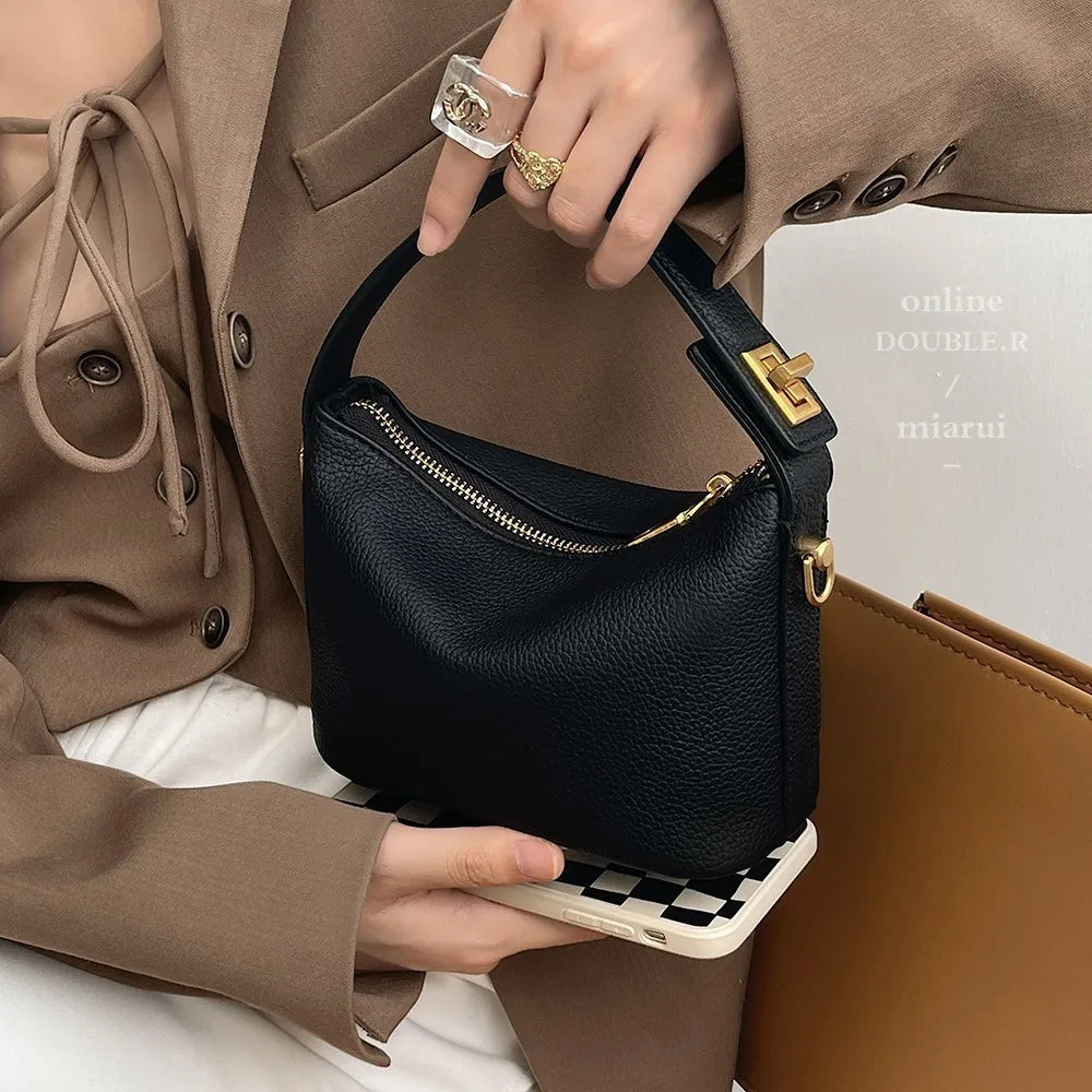 Retro Small Square Crossbody Bag Soft Leather Handbag