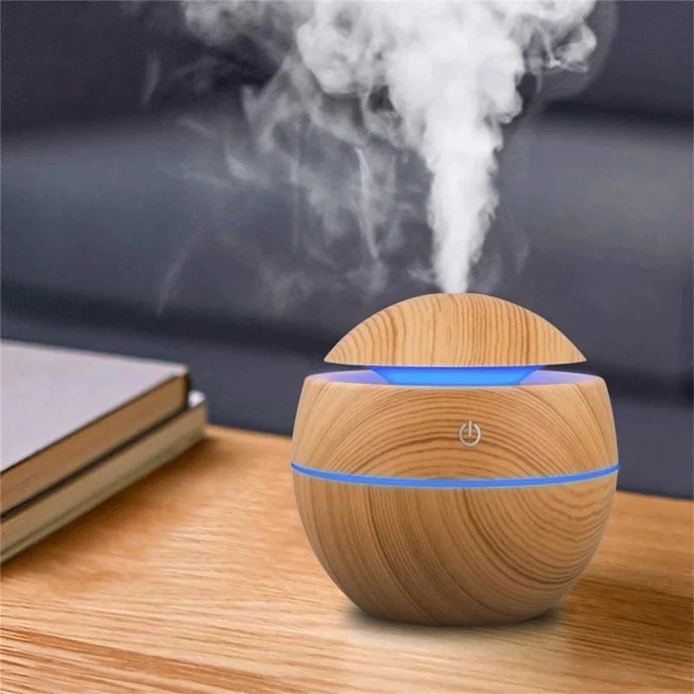 Wood Ultrasonic Air Humidifier Essential Oil Diffuser Cool Mist for Bedroom