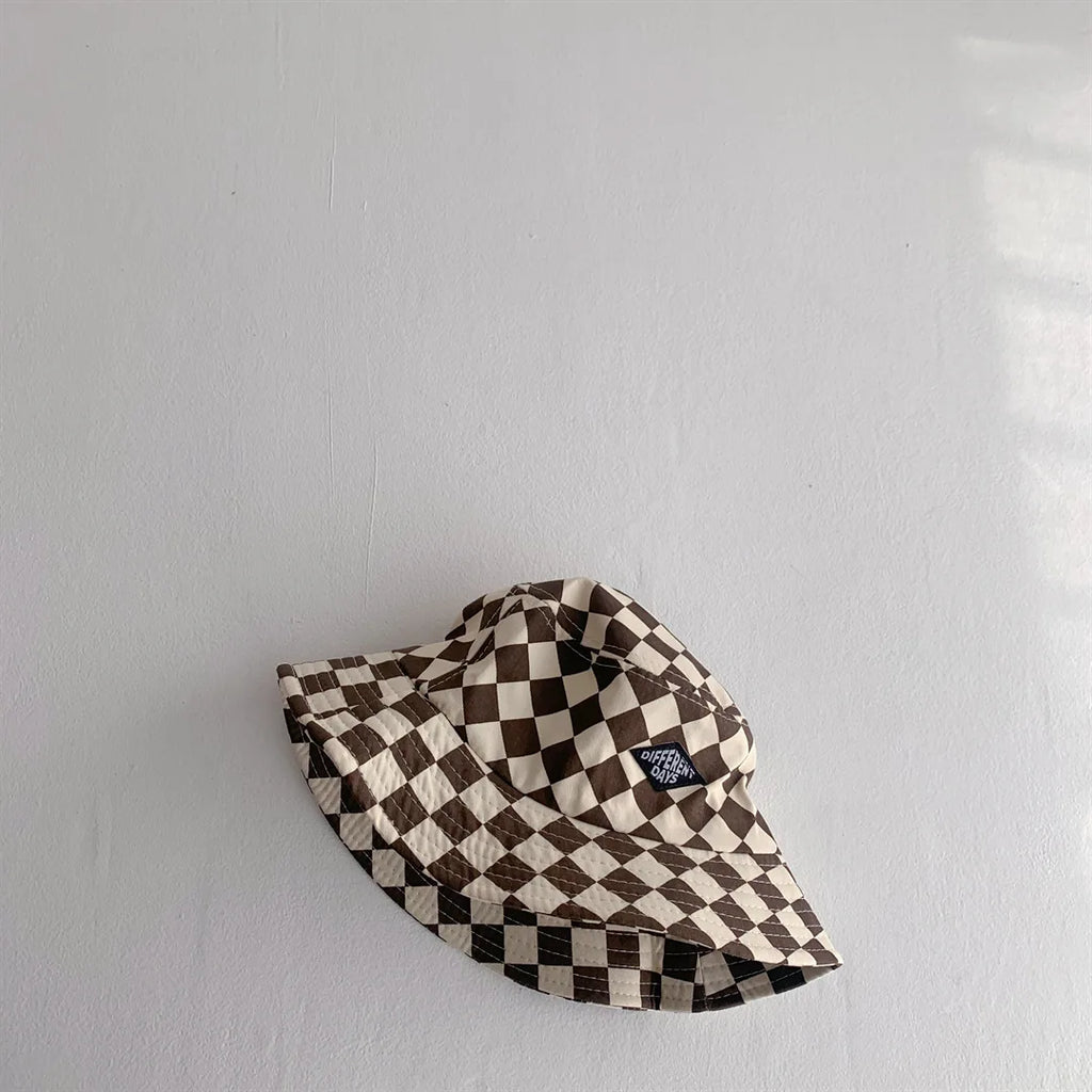 Kids Checkerboard Bucket Hat Cute Plaid Sun Hat for Boys & Girls