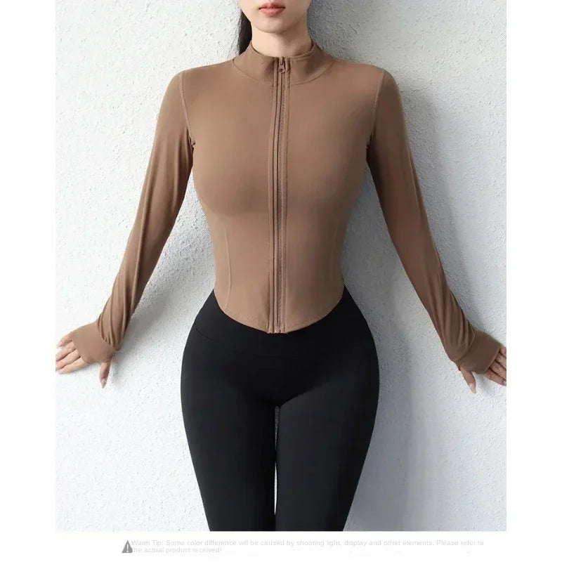 Women Quick Dry Sports Jacket Slim Fit Yoga Running Top