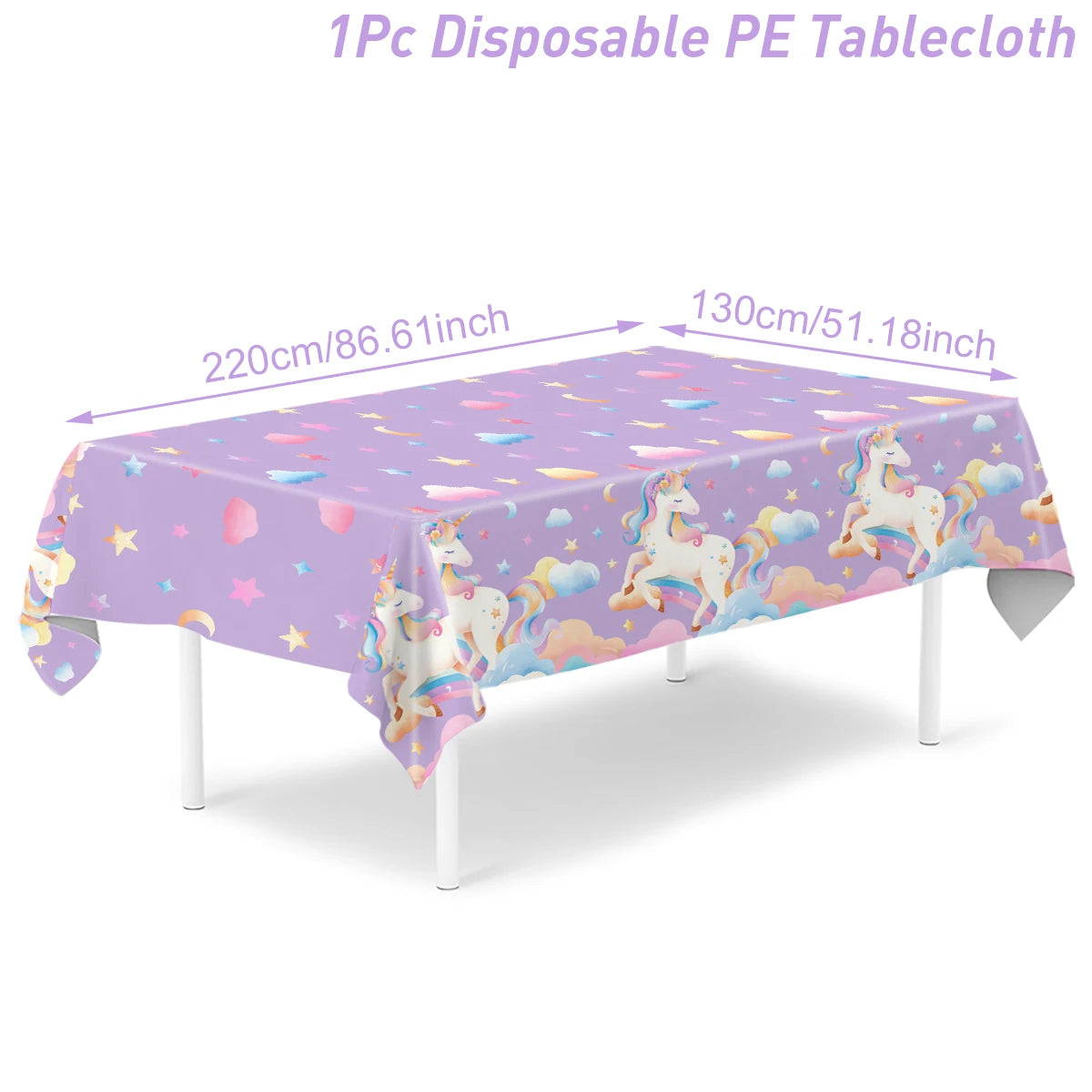 Rainbow Unicorn Tablecloth Birthday Party Decorations Waterproof PE Table Cover Kids Unicorn Theme Party Supplies