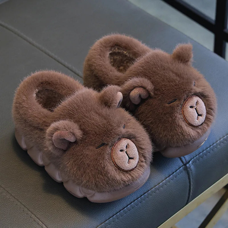 Kids Capybara Plush Slippers Warm Non Slip House Shoes for Boys & Girls