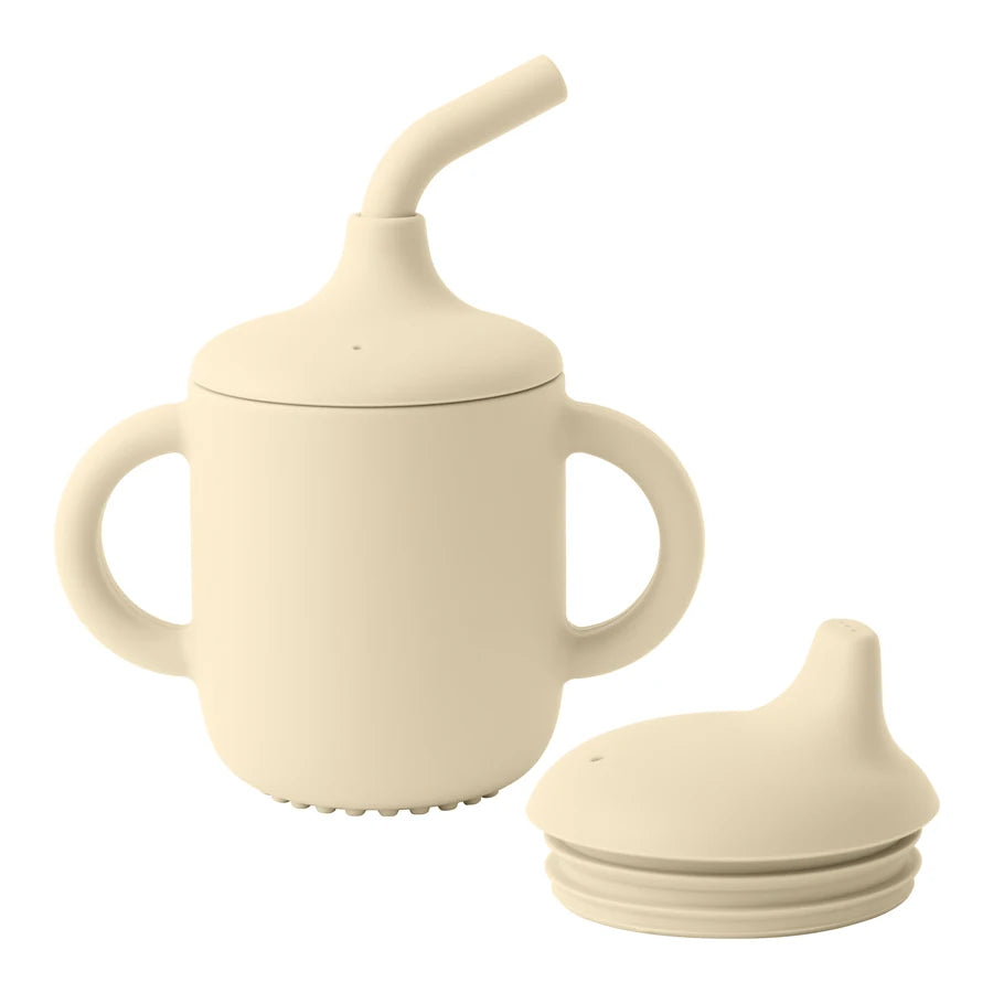 Baby Silicone Straw Cup Snack Container with Two Lids
