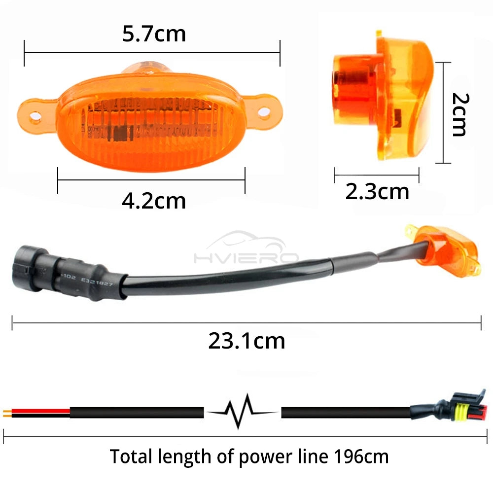 LED Car Grille Lights 12V – Yellow DRL Warning Lights for Pickup Truck & Car Front Grille