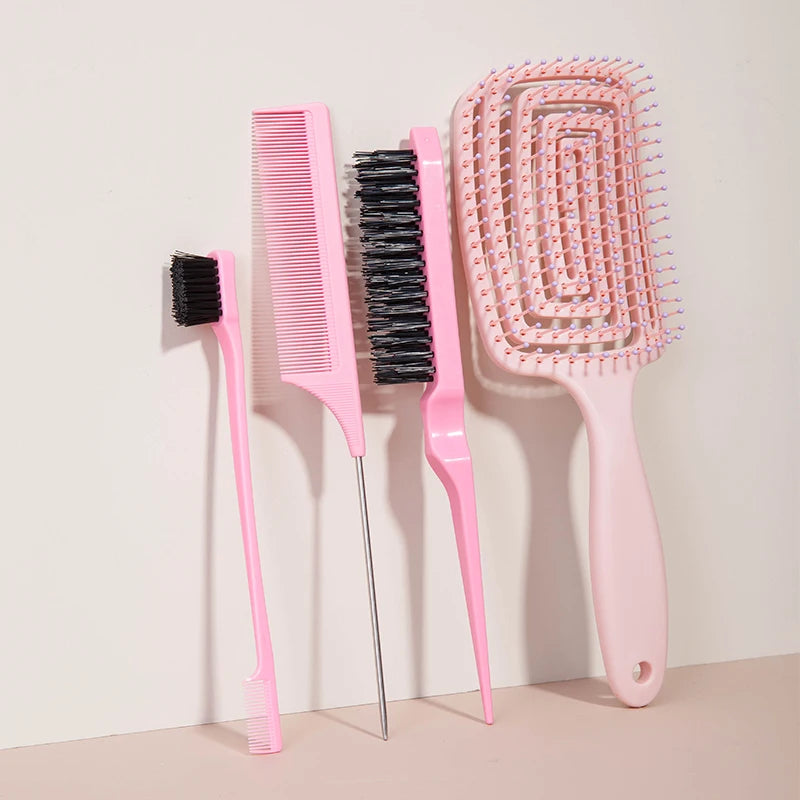 5 Piece Hair Comb Set Scalp Massage Styling Brush Salon Tools