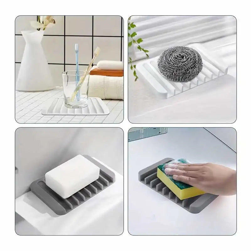 Silicone Draining Soap Holder Non Slip Bathroom Soap Box