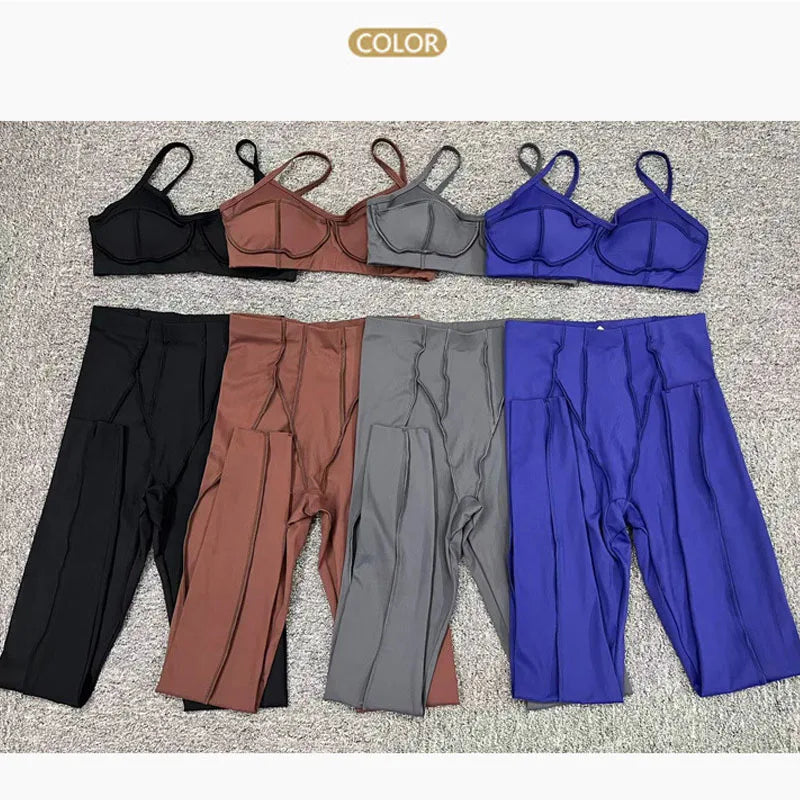 Women Seamless Yoga Set Push Up Sports Bra High Waist Leggings Gym Workout Outfit