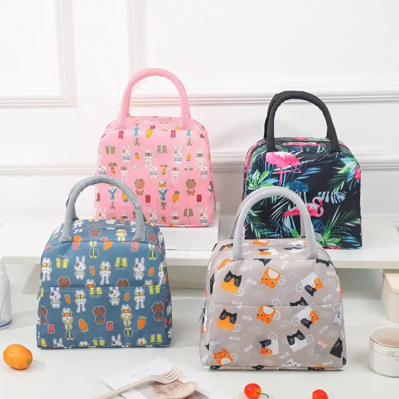 Cartoon Insulated Lunch Bag Kids Portable Thermal Bento Cooler Bag