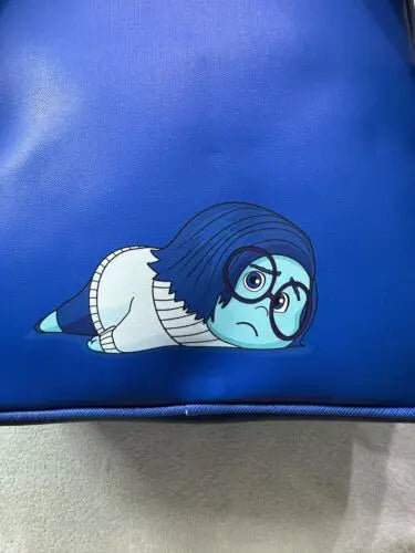 Disney Inside Out Sadness Cartoon Mini PU Leather Backpack Cute Girl Storage Bag