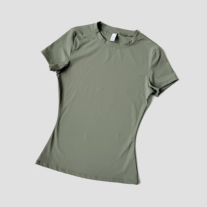 Women Seamless Yoga Top Short Sleeve Gym Running Shirt
