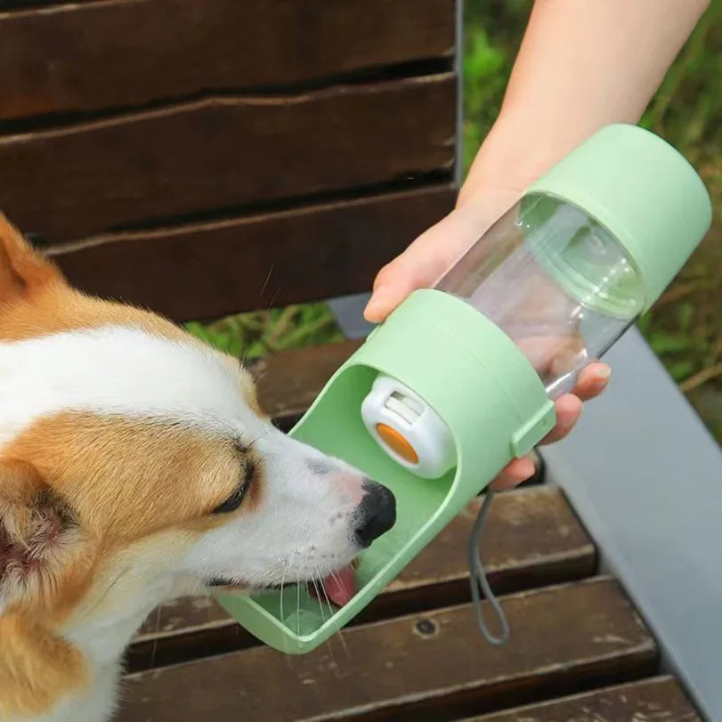 Portable Pet Water Bottle with Food Storage Dog Cat Travel Feeder Bowl