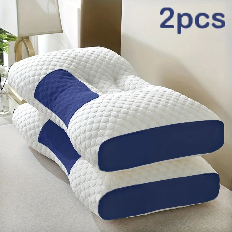 2pcs Ergonomic Neck Support Pillows Adjustable Orthopedic Contour Sleeping Pillow