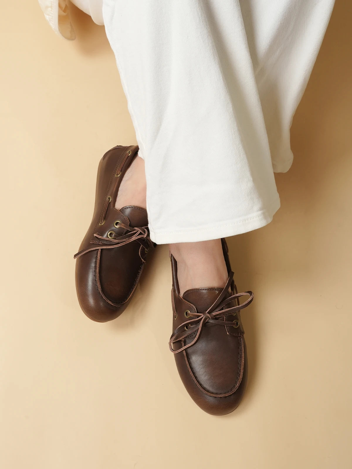 Women Leather Boat Shoes Flats