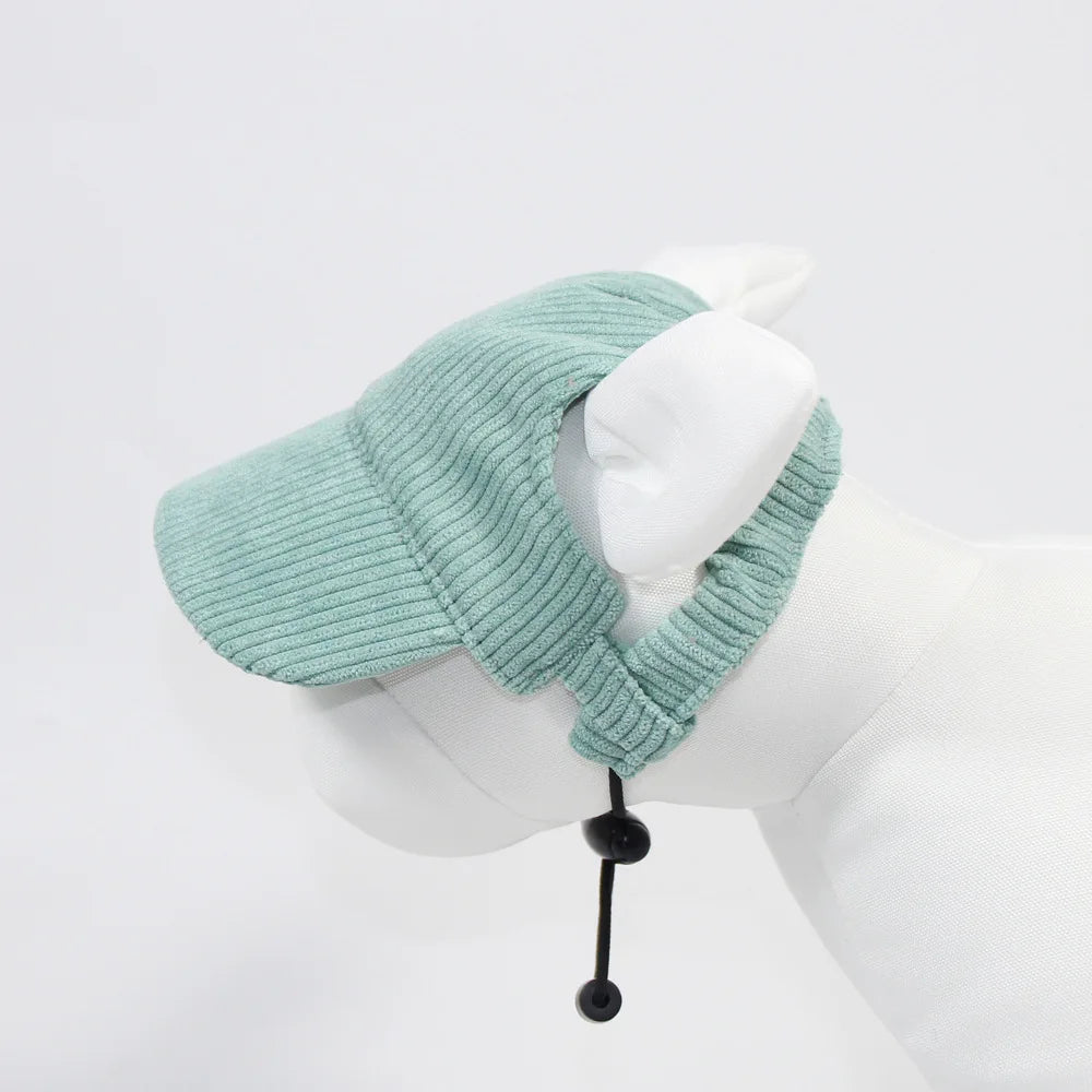 Adjustable Corduroy Dog Baseball Cap Sun Hat for Small Large Dogs