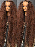 Chocolate Brown Deep Curly Wig – HD Lace Front Human Hair Glueless Wig