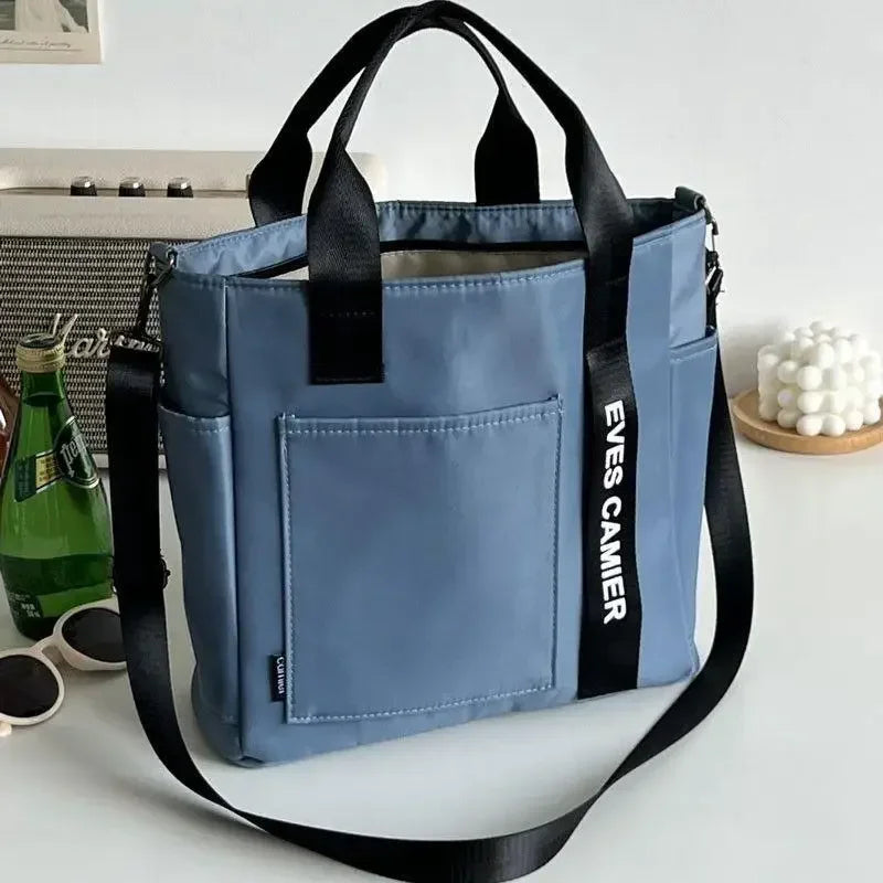 Waterproof Canvas Large Capacity Tote Shoulder Bag Casual Messenger School Bag
