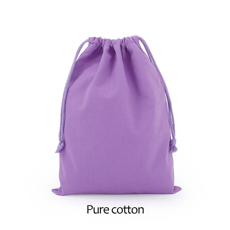 Cotton Drawstring Storage Bag Reusable Canvas Gift Pouch Dustproof Organizer