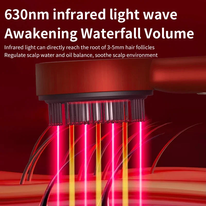 Electric Scalp Massage Comb with 630nm Infrared Light Oil Applicator Hair Care