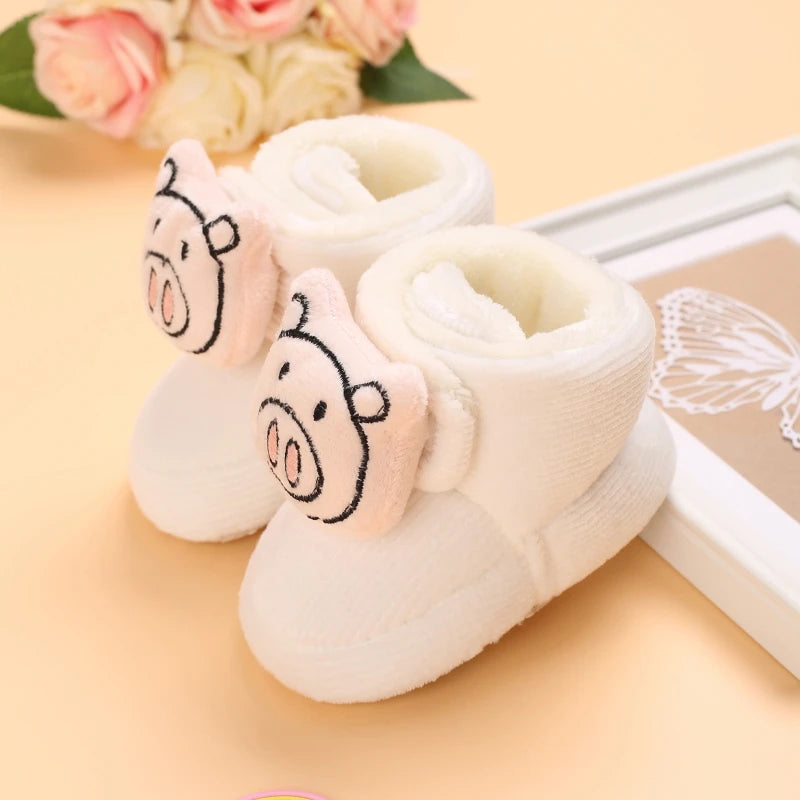 Baby Boys Girls Cute Cartoon Winter Booties Warm Non Slip First Walker Shoes