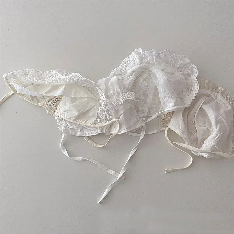 Baby Girl Lace Bonnet Newborn Baptism Hat 0-6 Months