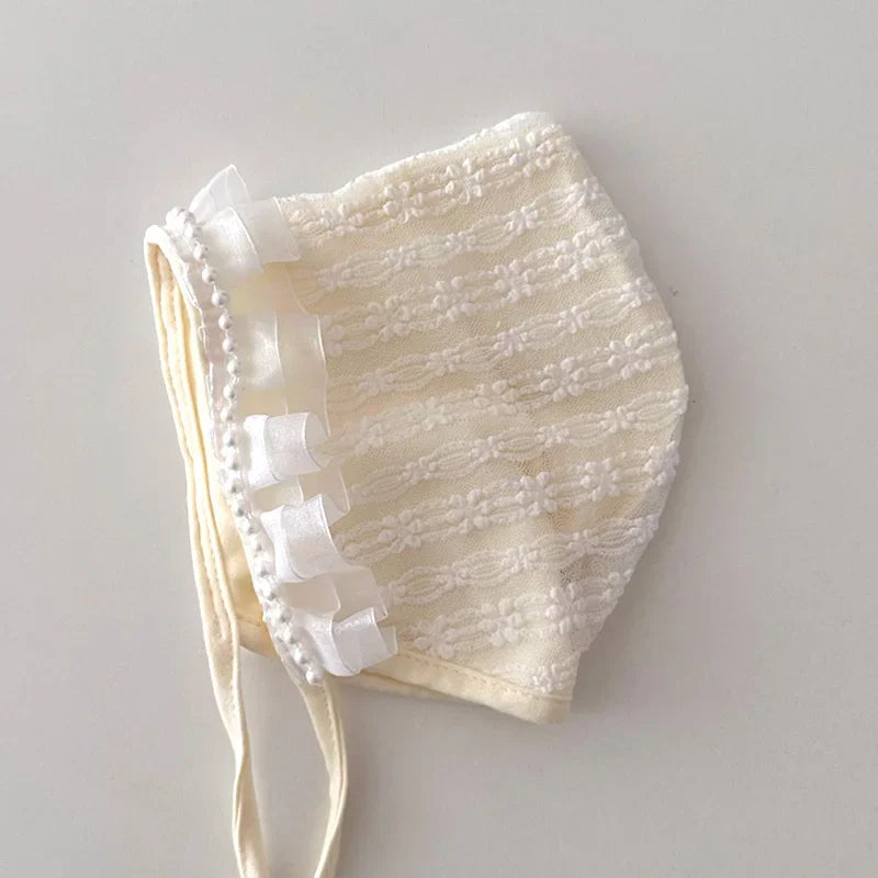 Baby Girl Lace Bonnet Newborn Baptism Hat 0-6 Months