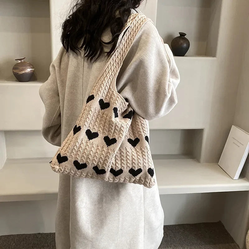 Women’s Handmade Knitted Shoulder Bag Summer Underarm Purse