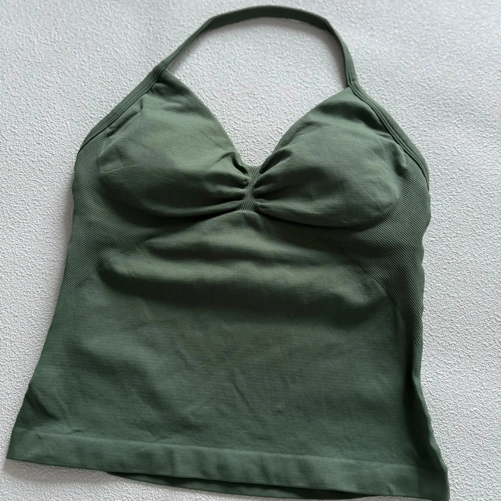 Longline Halter Yoga Tank Top Women Padded Strappy Gym Workout Sportswear