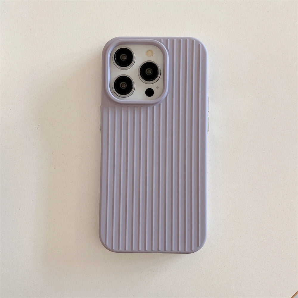Macaron Ribbed Solid Color Durable iPhone Case