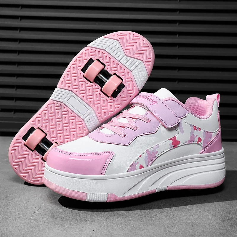 Kids Roller Skate Shoes with Wheels Outdoor Sports Sneakers