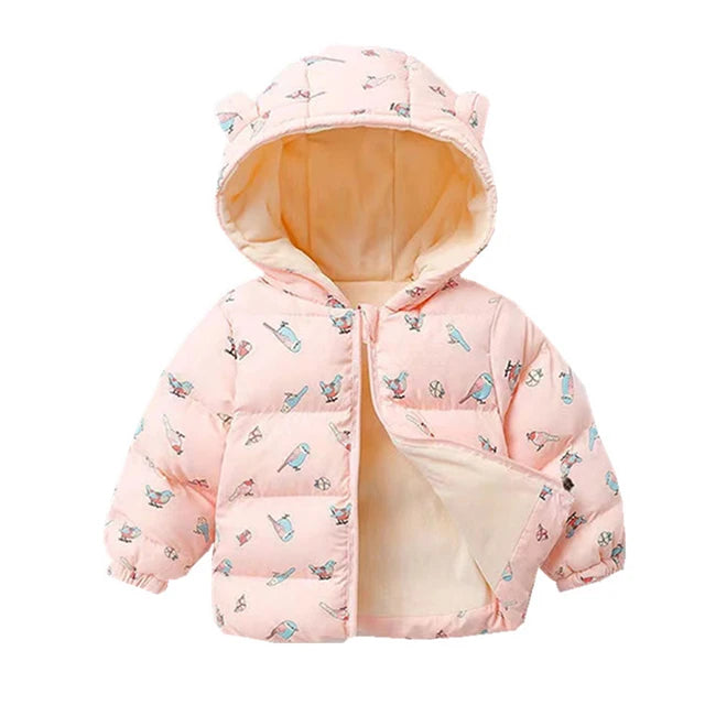 Kids Fleece Hooded Jacket Cartoon Plush Winter Coat for Boys & Girls