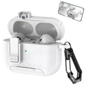 AirPods Pro 3 Case with Lock & Stand Leather Texture Shockproof Protective Cover Keychain Sleeve