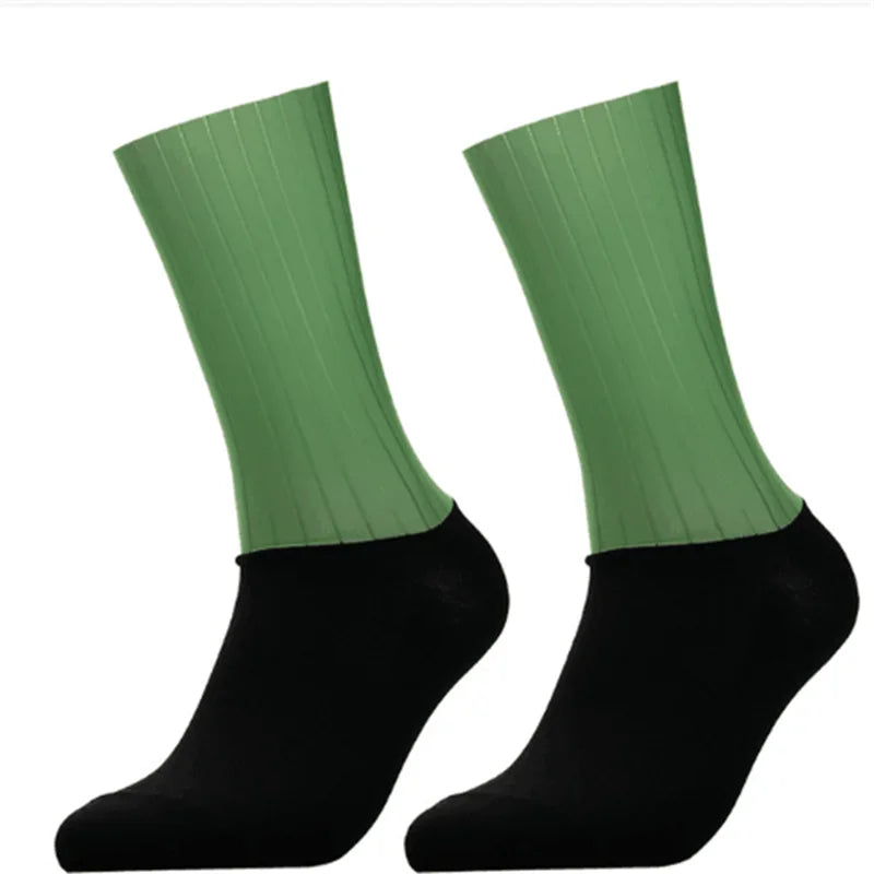 Anti Slip Silicone Aero Cycling Socks Men Breathable Running Bike Sports Socks