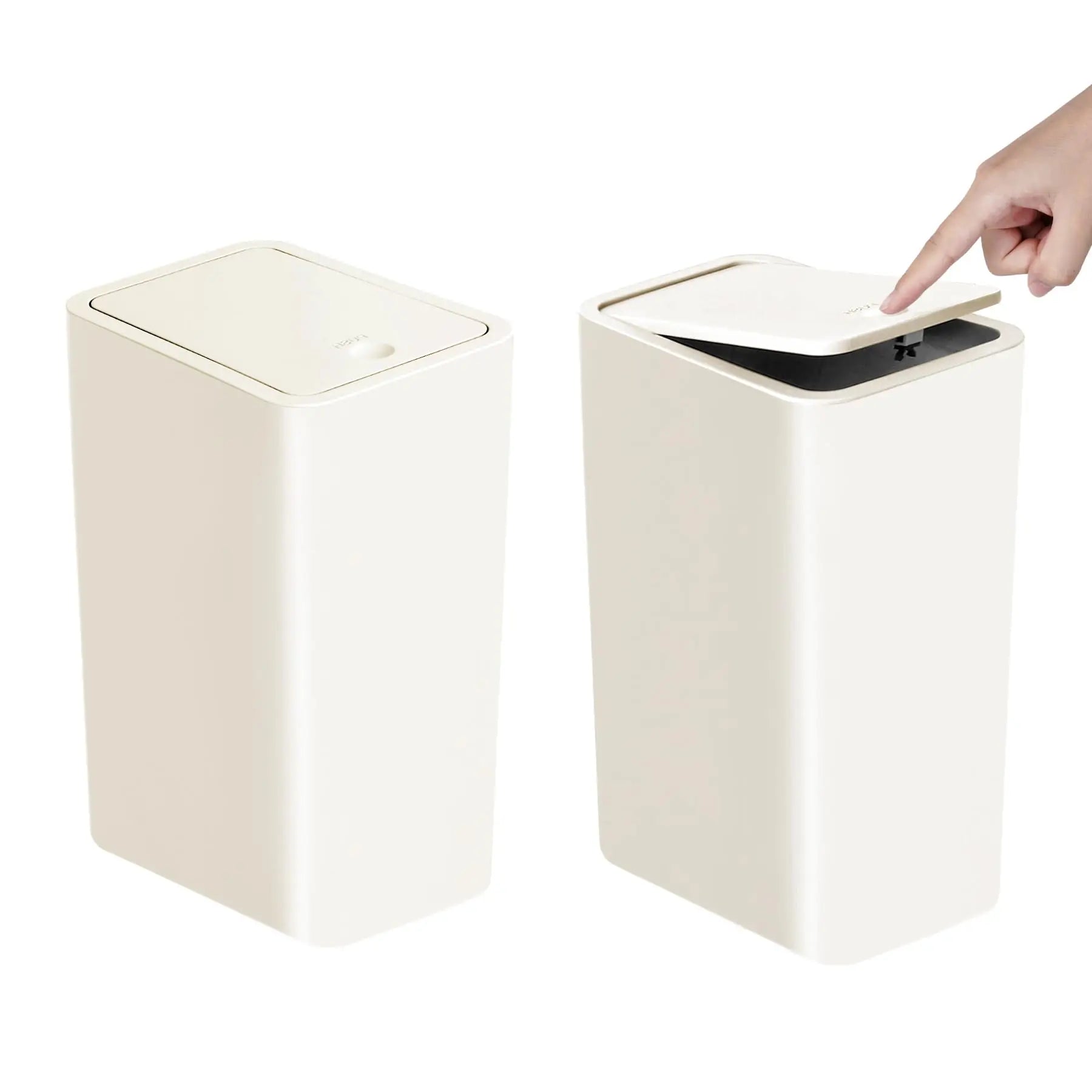 10L Bathroom Trash Can Press Top Lid Small Plastic Waste Bin Bedroom Living Room