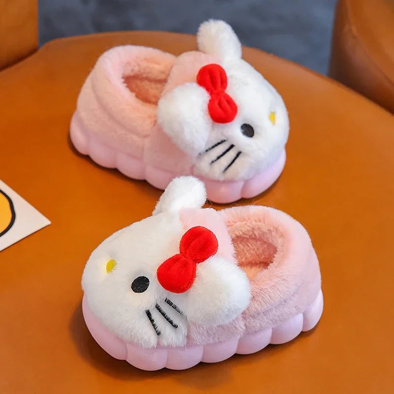 Pokemon Pikachu Plush Slippers Kids Winter Warm Non Slip Indoor Cotton Shoes