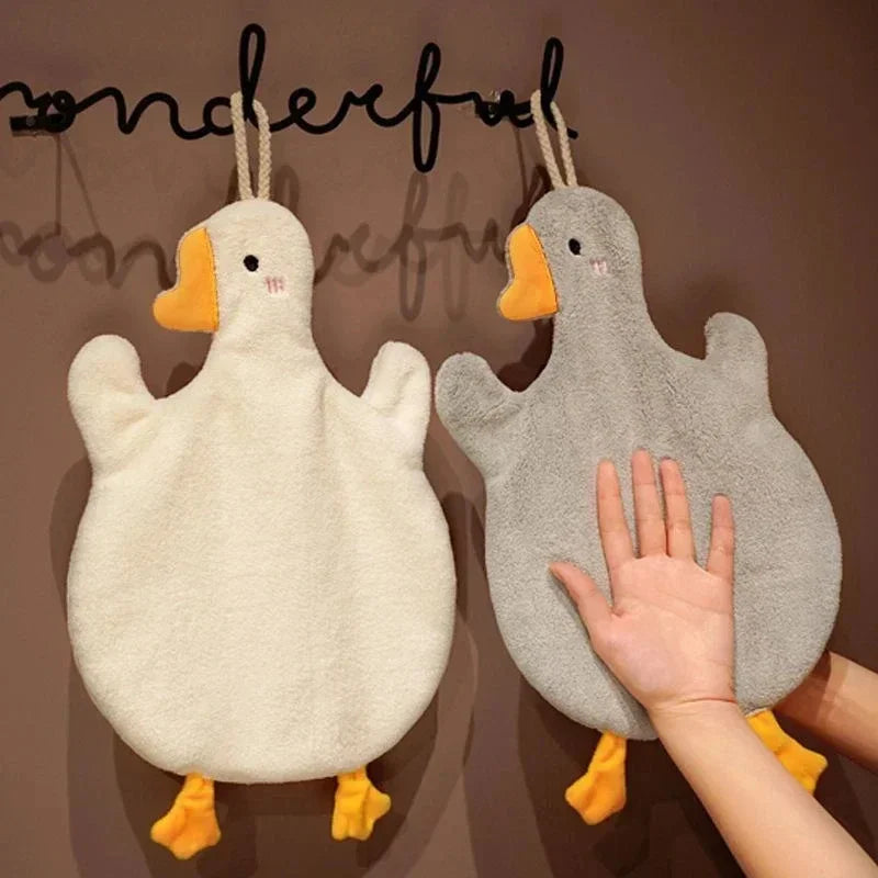 Cute Duck Hanging Hand Towel Microfiber Soft Absorbent Kitchen Bathroom Towel