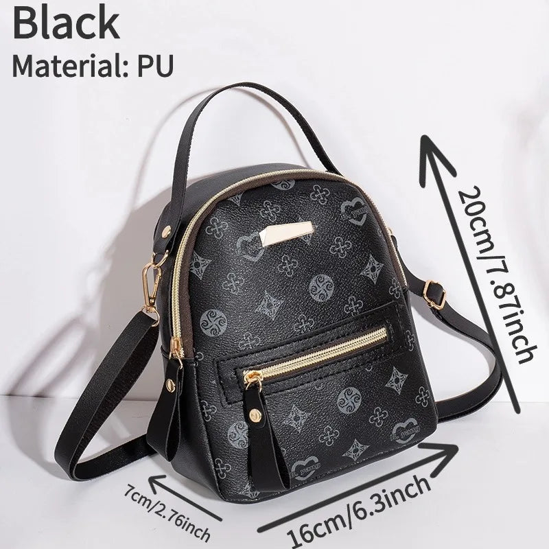 Women Mini Backpack Fashion Floral PU Leather Small Travel Shoulder Bag Cute School Backpack for Girls