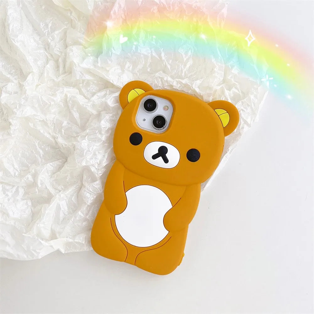 Cute 3D Rilakkuma Cartoon Soft Silicone iPhone Case