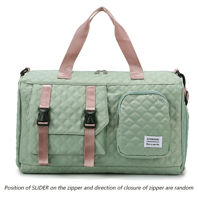 Quilted Travel Duffel Bag Women Large Capacity Gym Bag Waterproof Weekend Overnight Tote