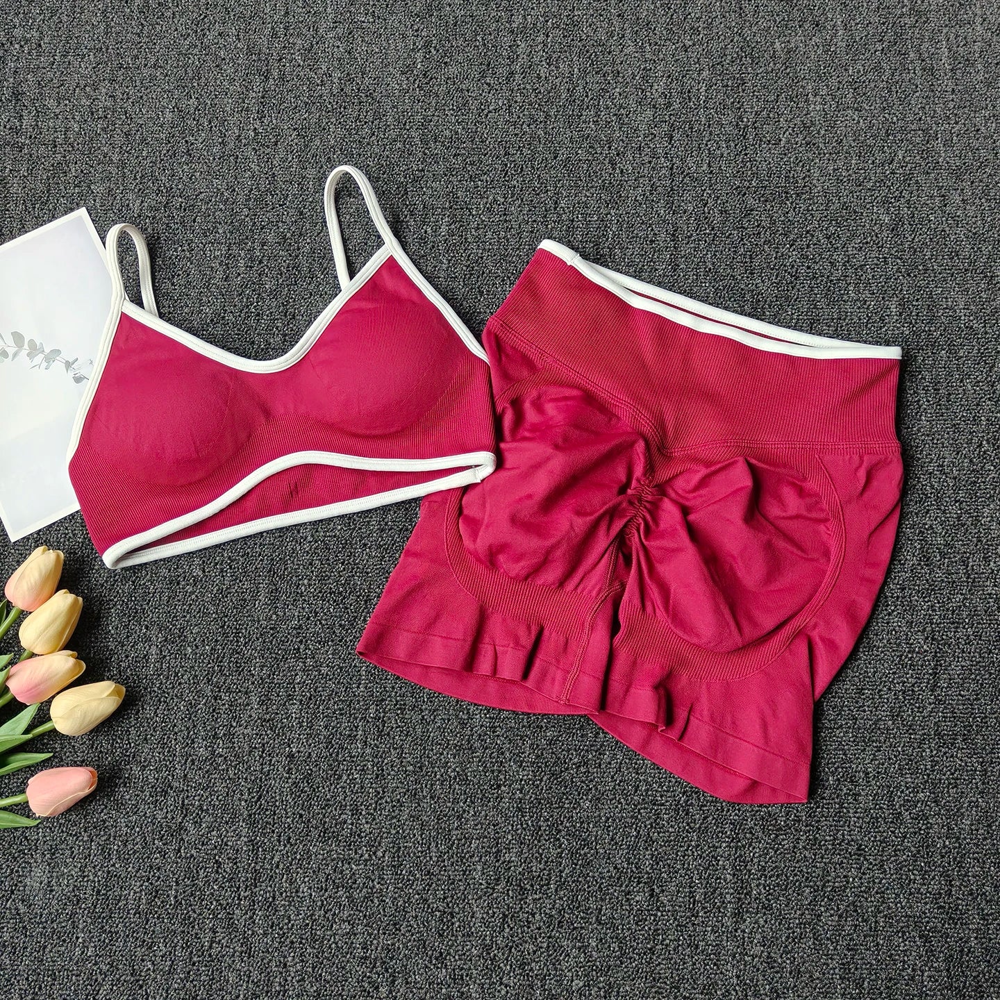 Peach Buttock Yoga Set Women Gym Seamless Suspender Bra High Waist Hip Lifting Shorts Fitness Set