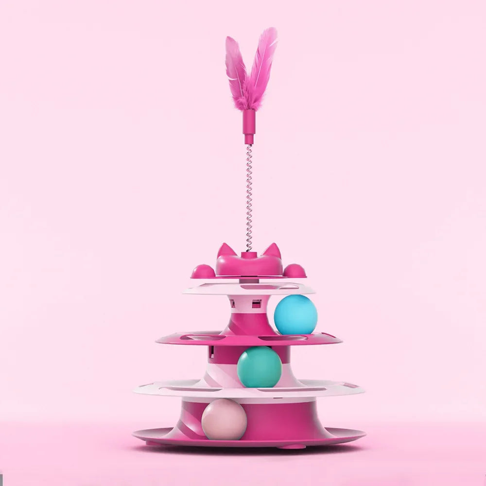 Interactive Cat Turntable Toy with Ball and Stick for Boredom Relief