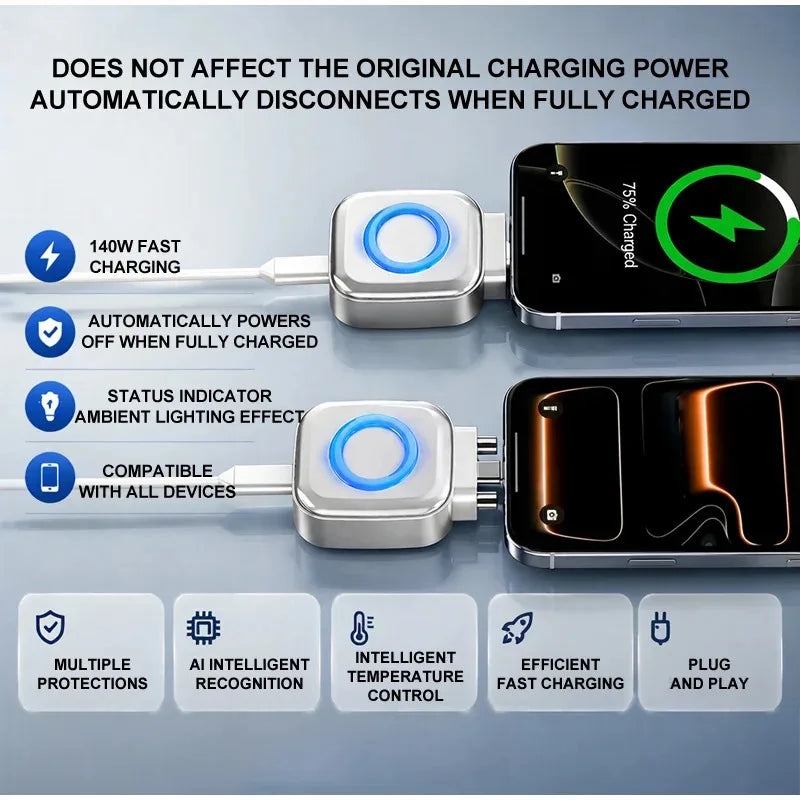 140W Intelligent Fast Charging Adapter Auto Power Off Charger for iPhone