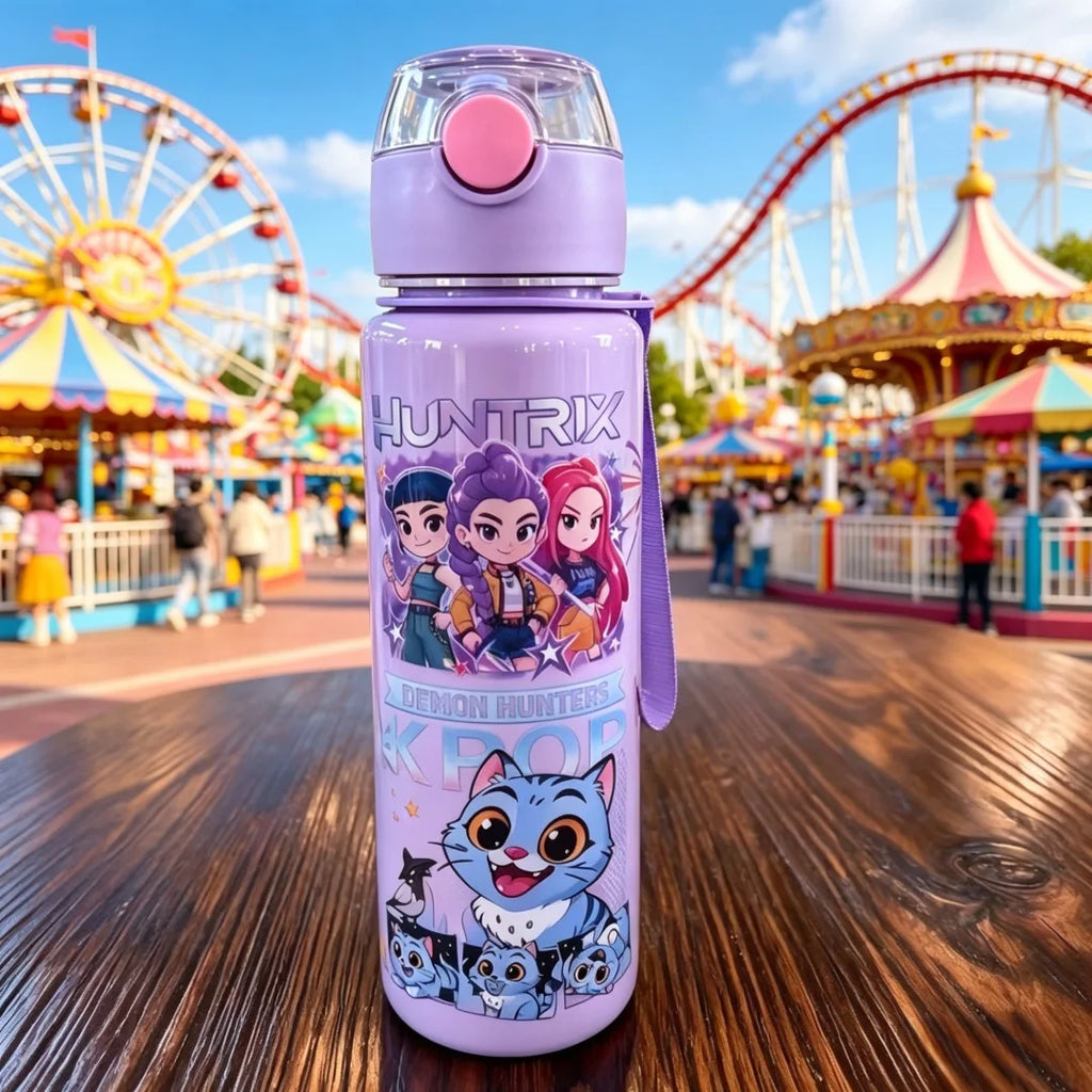 Cartoon Kids Portable Straw Water Bottle Leakproof Cute Summer Sports Cup