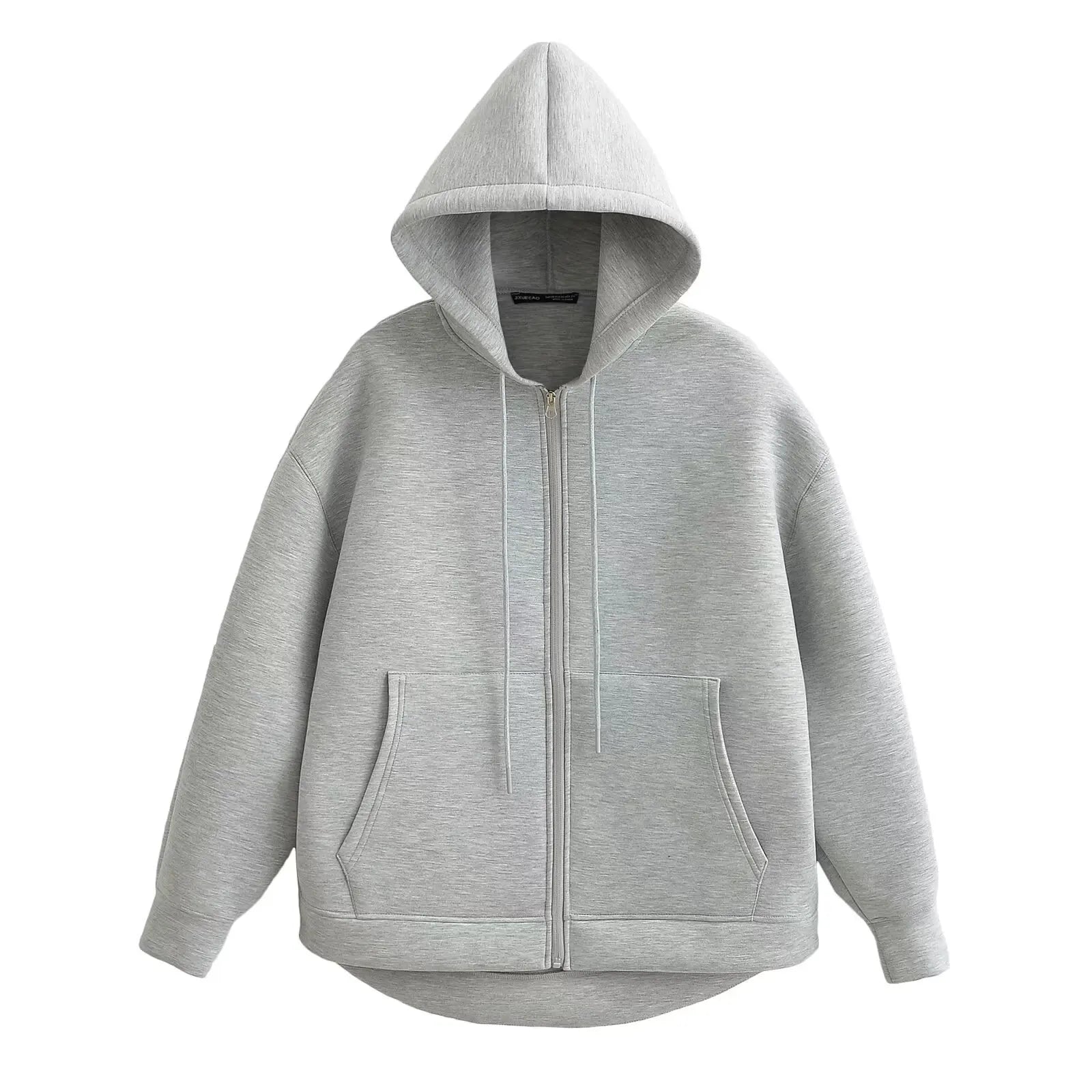 Women Oversize Zip Up Hoodie Jacket High Street Loose Sweatshirt Coat