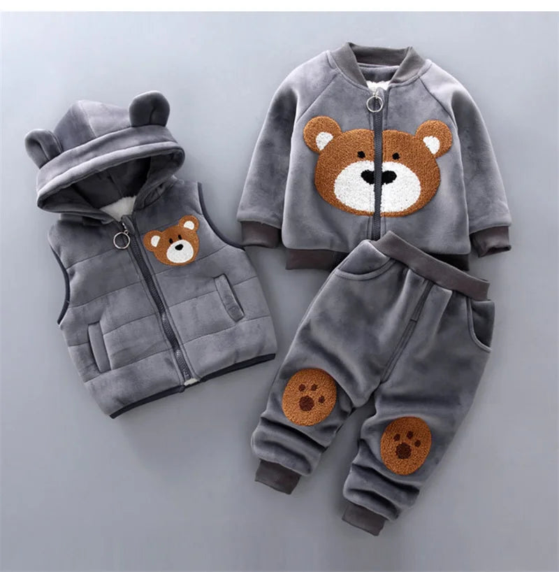 Baby Bear Hooded Three Piece Winter Clothing Set 0 to 4 Years