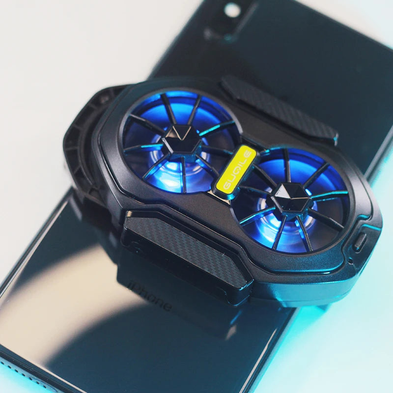 Rechargeable Phone Cooler – Dual Fan Mobile Cooling Radiator for Gaming