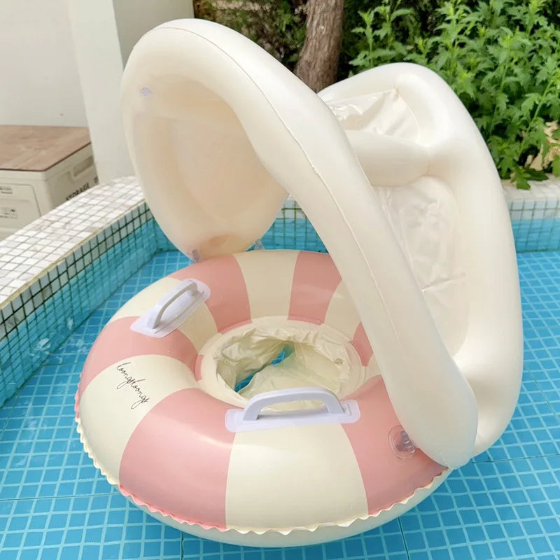 Baby Pool Float Ring with Sunshade Inflatable Swimming Float for 3–36 Months