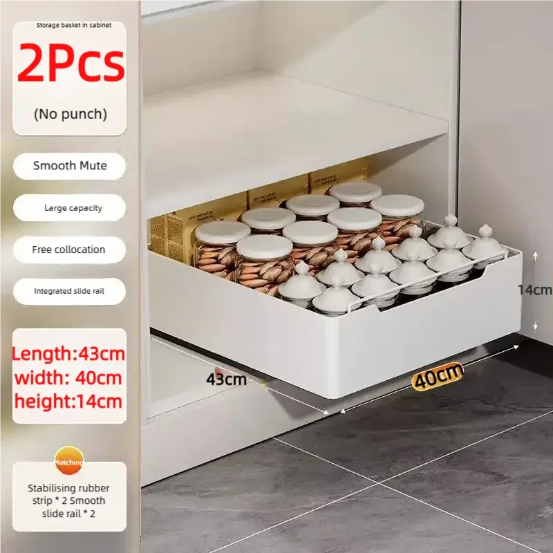 Pull Out Kitchen Storage Rack Sliding Drawer Spice Organizer Shelf Cabinet Tray