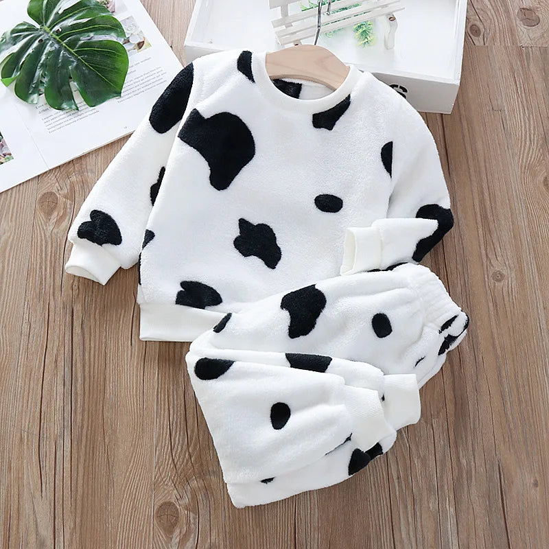 Kids Bear Pajama Set Soft Winter Sleepwear 2PCS Outfit